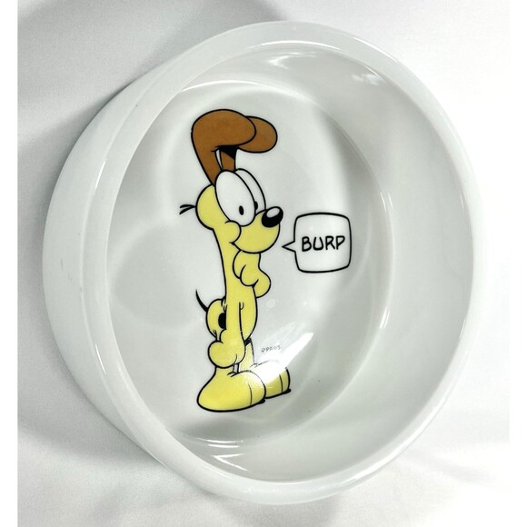 Odie "My Bowl" "Burp" Dog Food Dish White Ceramic 7.75" Round Garfield Comic - Picture 3 of 9